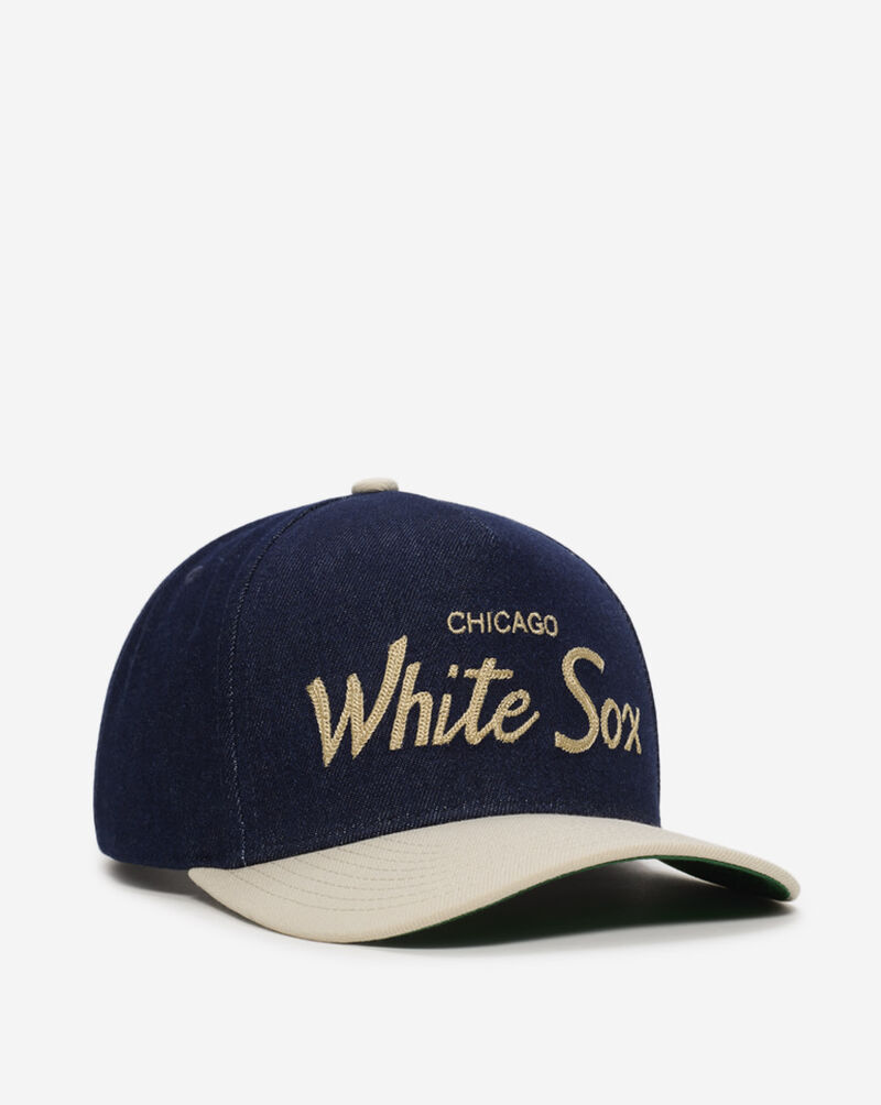 Mitchell  Ness Chicago White Sox Pro Pinch Denim Chainstitch Snapback Hat HP14680-CWSDNCR Blue 1