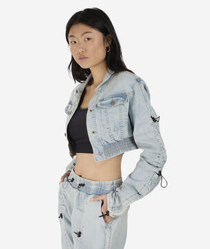 Cropped Denim Bungee Jacket