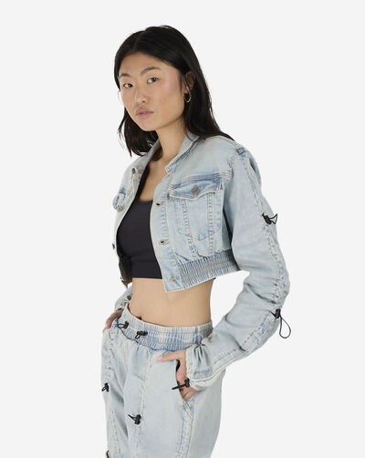 Cropped Denim Bungee Jacket