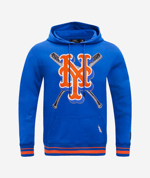 New York Mets Retro Mash Up Rib Fleece Pull Over Hoodie