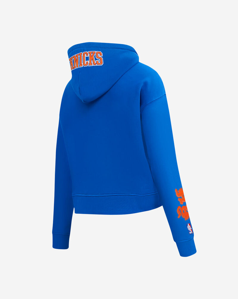 PRO STANDARD New York Knicks Old English Cropped Pullover Hoodie BNKC515703-RYB Blue 3