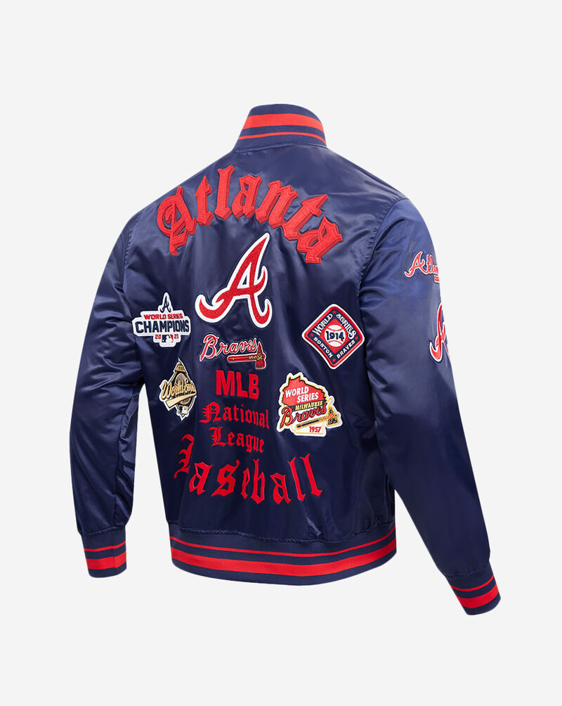 PRO STANDARD Atlanta Braves Old English Rib Satin Jacket LAB6314641-MRM Blue 3