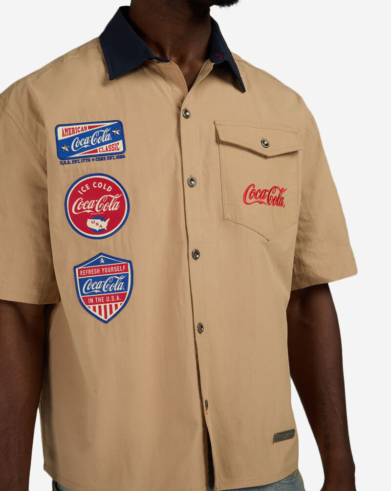 Preme Coca Cola Woven Shirt PRWT139-KHA Beige 3