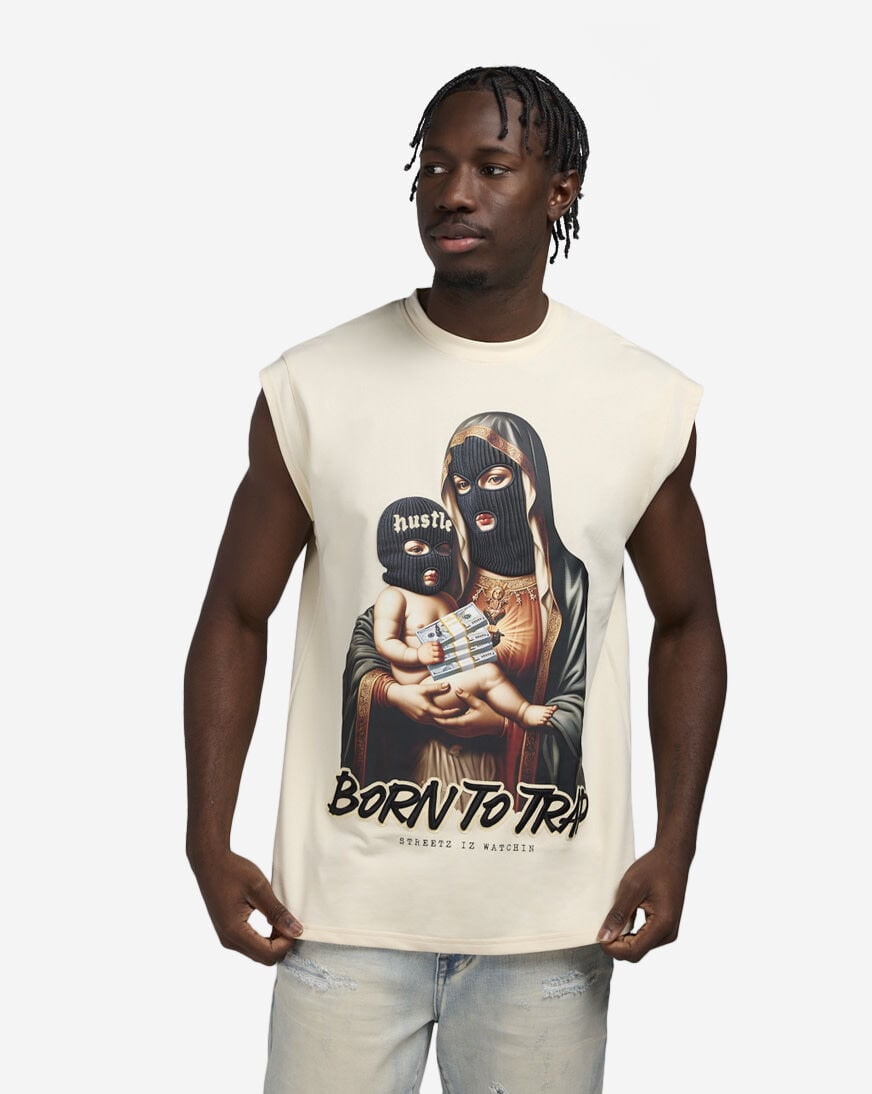 Shop STREETZ IS WATCHIN Born To Trap Muscle Tank MSSSIW5183-CRM