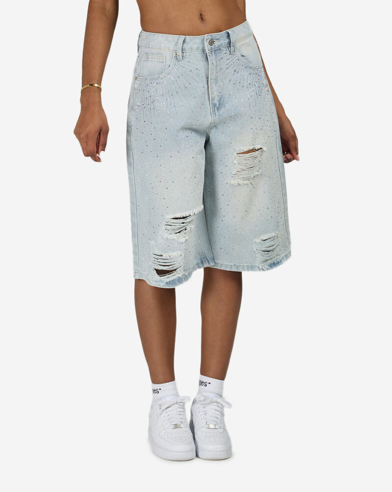 American Bazi 4Pkt Rhinestone Cargo Denim RSS-10722-LTBLUE Blue 1