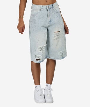 4Pkt Rhinestone Cargo Denim