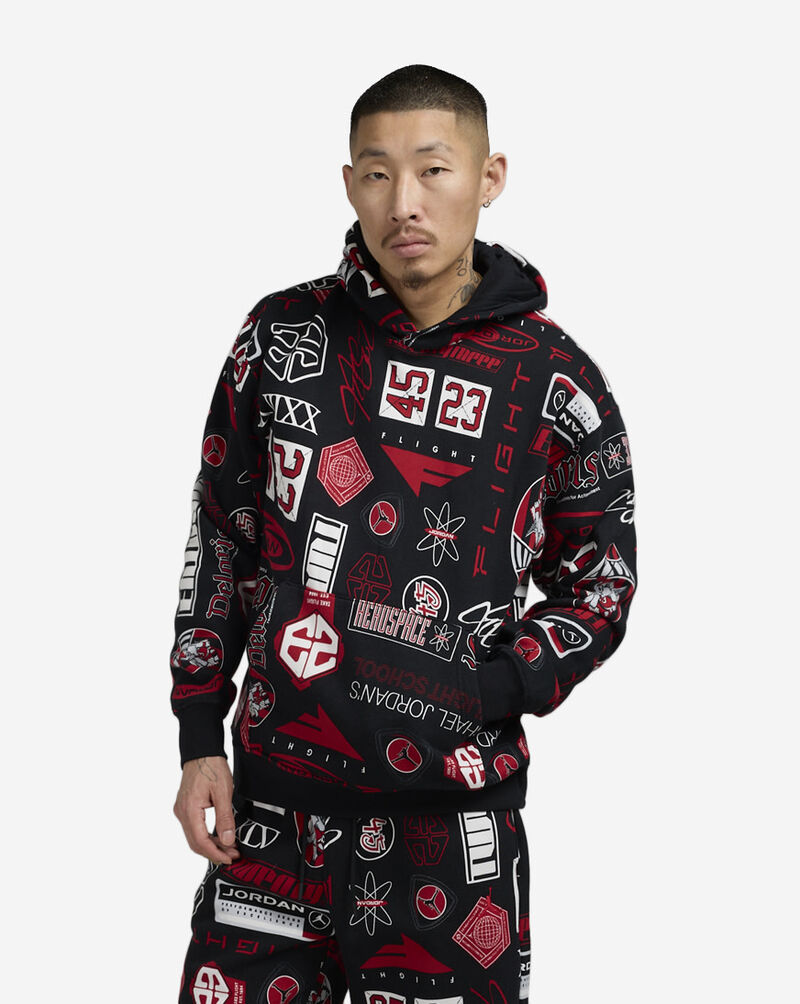 Jordan Brooklyn Essentials AOP Logo Hoodie HM7254-010 Black 1