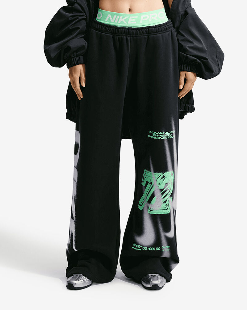 Nike Studio Fleece Medium Weight Oversized High-Rise Straight-Leg Graphic Pants IV4956-001 Black 1