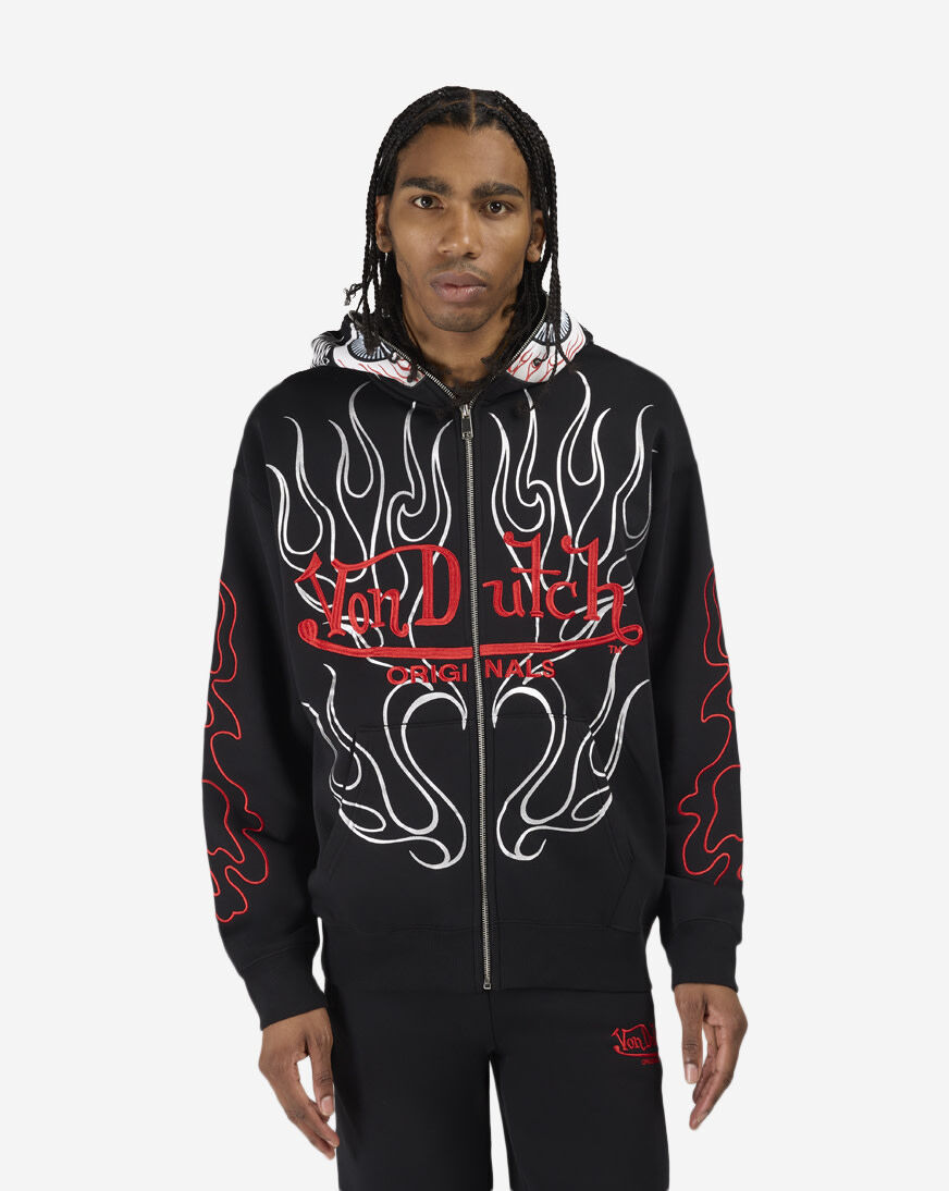 Shop Von Dutch Eye Of Fortune Full-Zip Hoodie 4VND2B0084SN-BLK