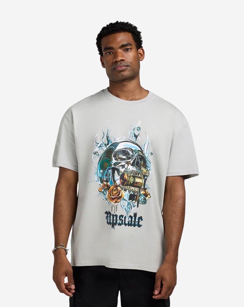 Upscale No Risk No Reward Skull Tee MTUS398-02946 Grey 1