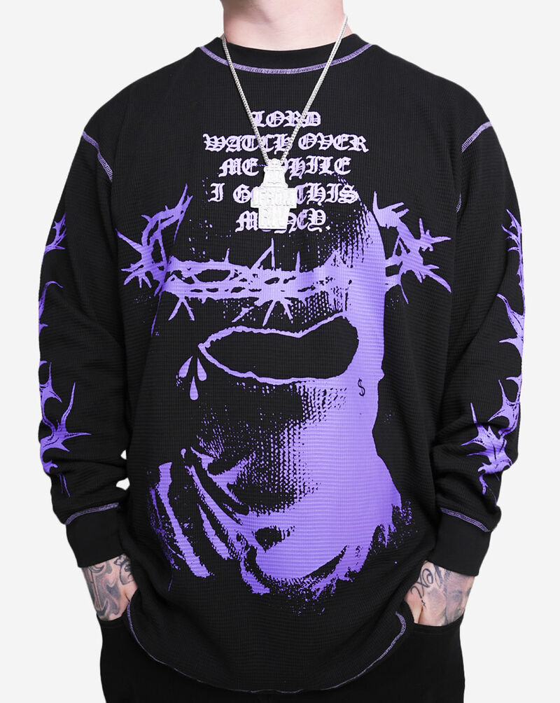 Hasta Muerte Thorn Bala Lord Waffle Long Sleeve Tee HM-THORNBALALORDWAFFLE-SHIRT-BLACK Black 3