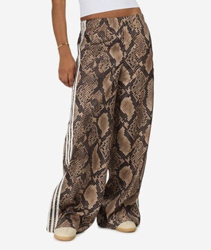 Satin Snake Print Wide Leg Track Joggers