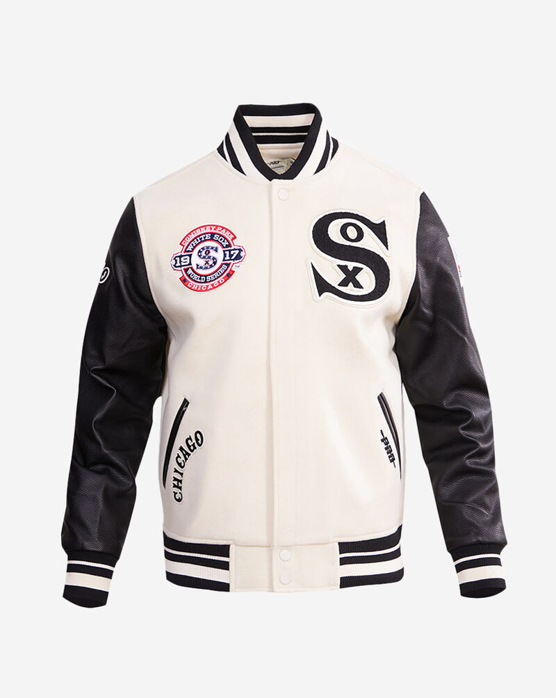 PRO STANDARD Chicago White Sox Retro Classic Rib Wool Varsity Jacket  LCW635451-EBK cream 1