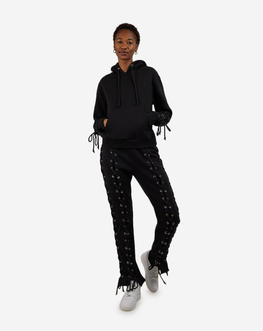 Plaid Double Waistband Zipper DTL Pant in Black Multi