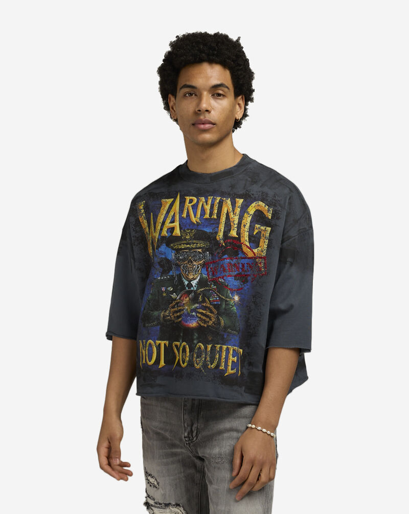 First Row Warning Not So Quiet Cropped Tee FRM1002-GRY Grey 1