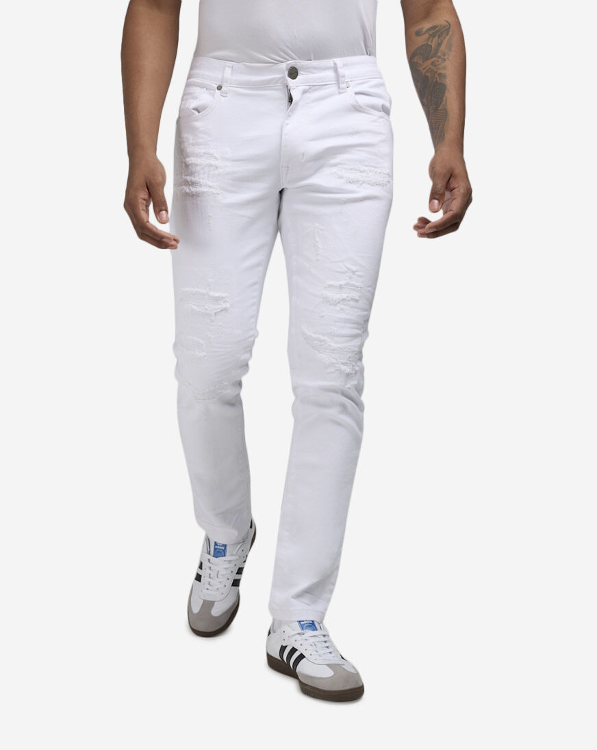 Shop Smoke Rise Slim Vintage Washed Jeans JP23733SN-WHT white