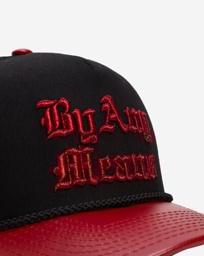 By Any Means Twill Leather Trucker  By Any Means Twill Leather Trucker