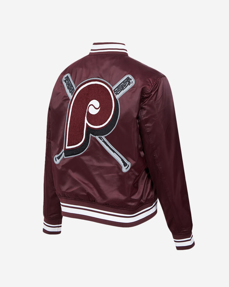 PRO STANDARD Philadelphia Phillies Retro Mash Up Rib Satin Jacket LPHU34515-WNE Red 3