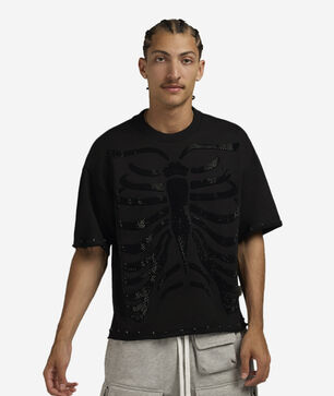 Skeleton Print Terry Cropped Tee