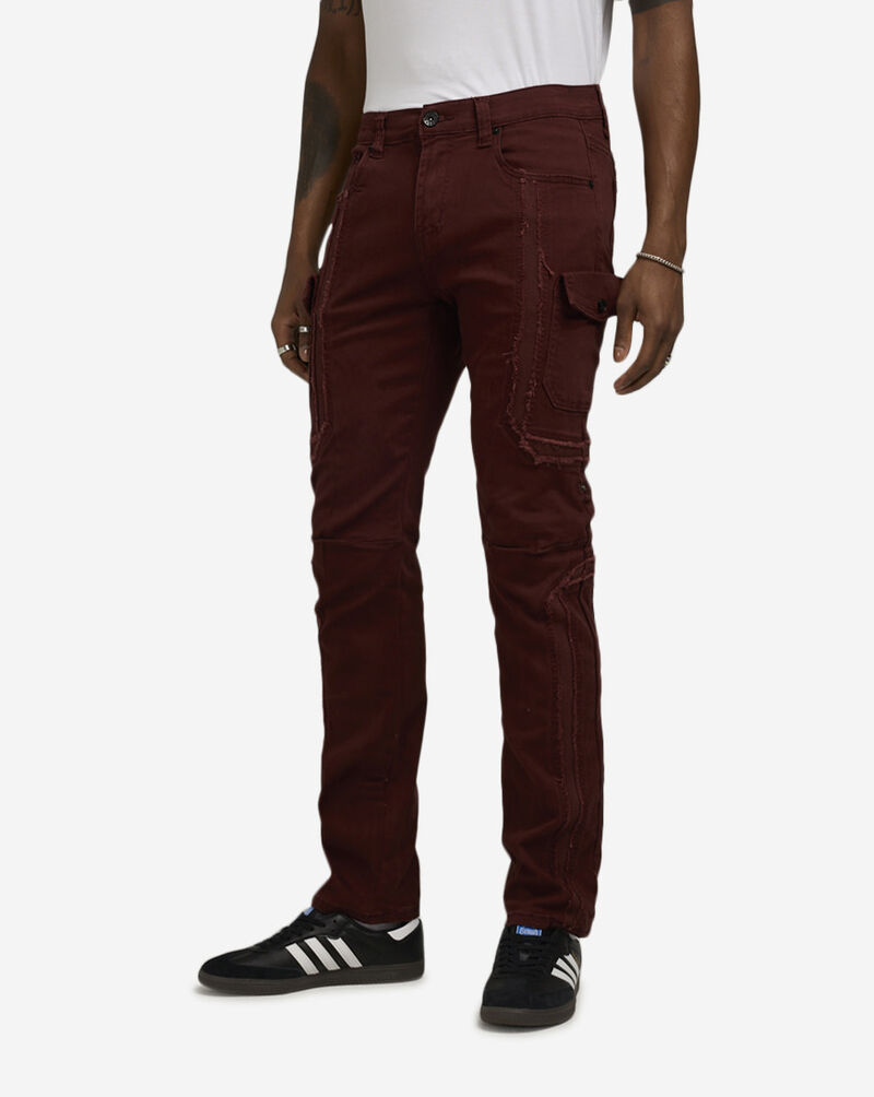 Decibel Stacked Frayed Twill Cargo DECWB461-BUR Red 1