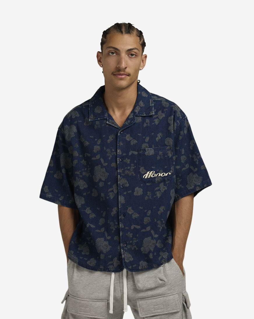 Shop Honor The Gift Floral Denim Button Down HTG250331-BLU blue
