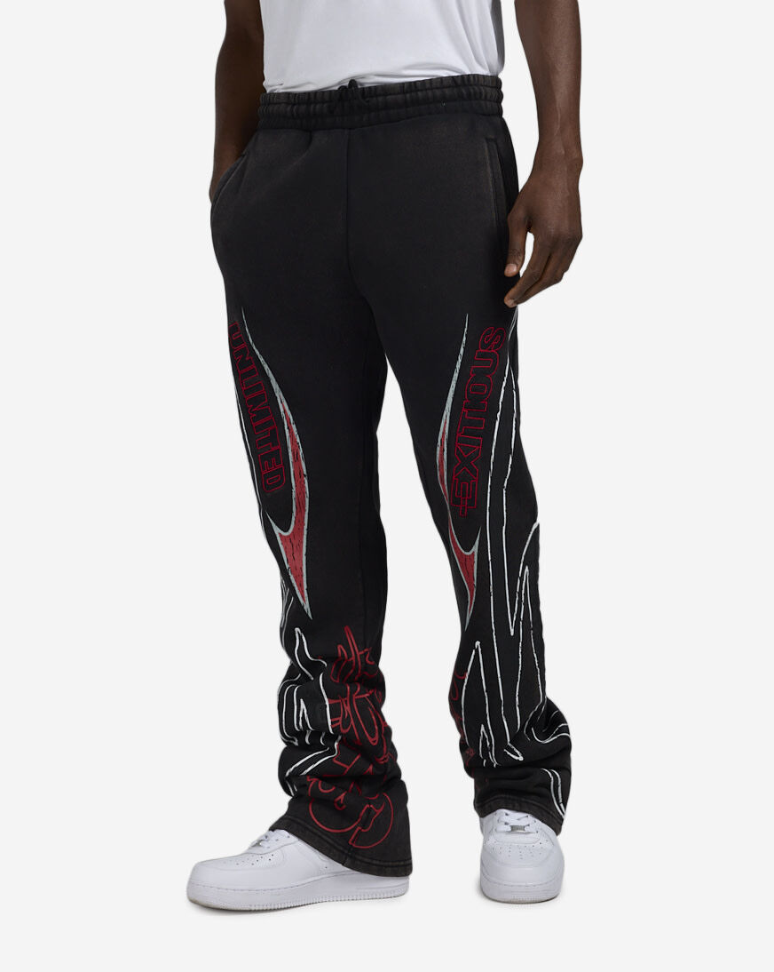 Shop Smoke Rise Field Stacked Fleece Pants FP25559SNZ-RED red