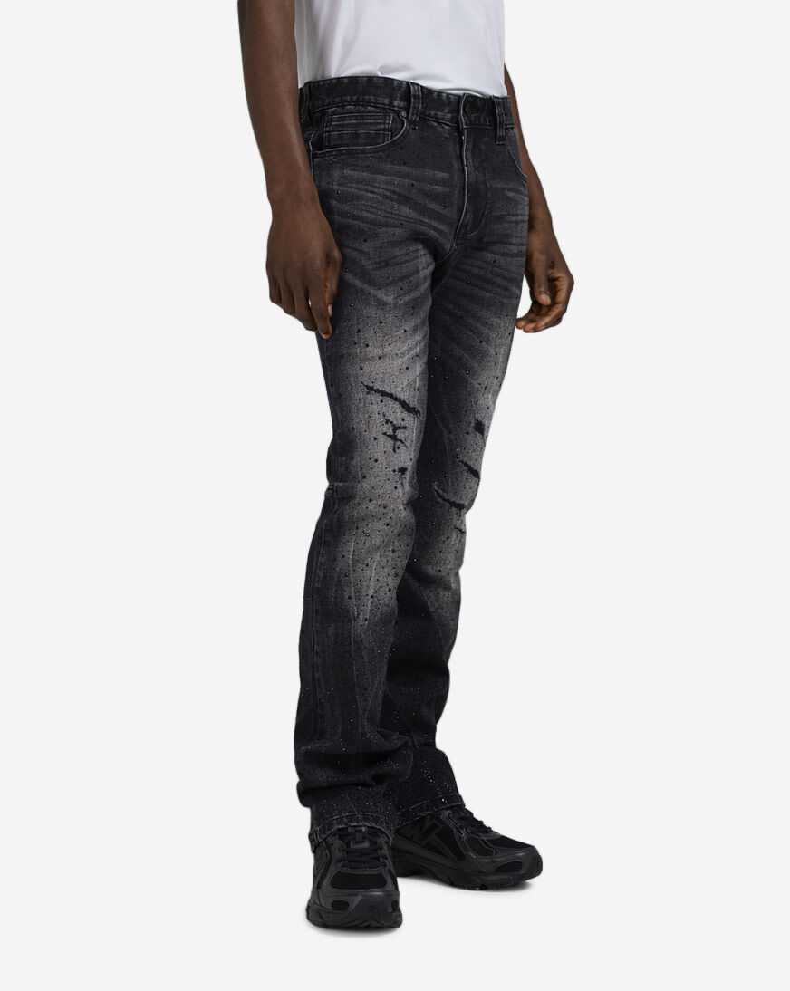 Shop Smoke Rise Ombre Rhinestone Jeans JP25536SN-BLK black