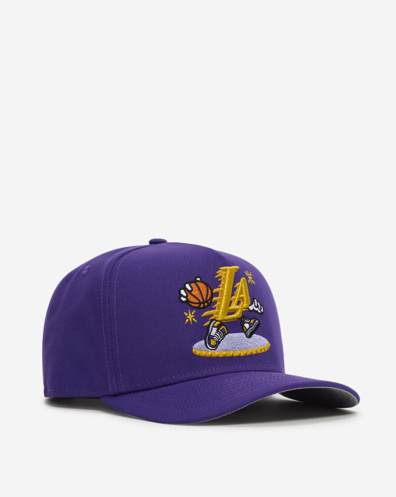 New Era 9Fifty Los Angeles Lakers Cartoon A-Frame Snapback Hat 60800166 Purple 1