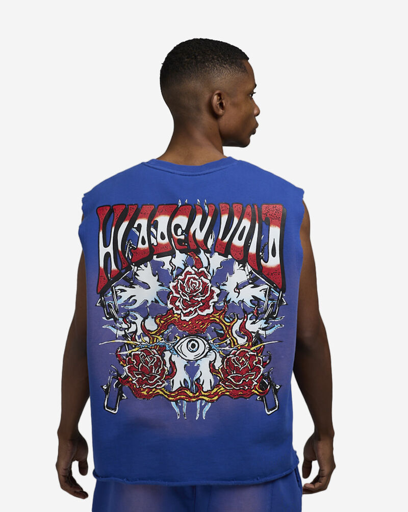 Smoke Rise Printed Terry Muscle Tank KT25264SN-BLU Blue 2