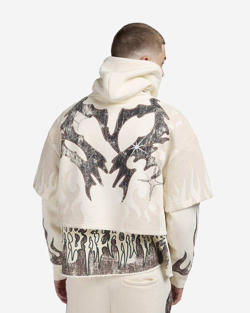 Shop Smoke Rise Unbreakable 2 Fer Hoodie FO25617SN-CHA cream