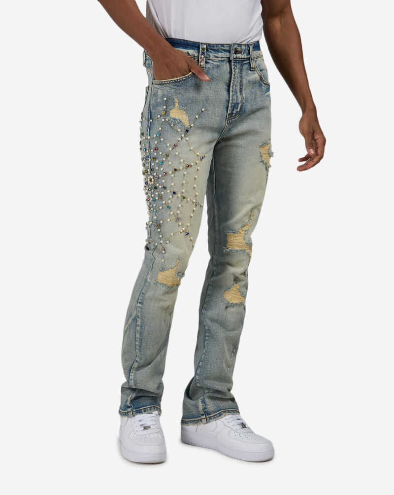 Decibel Embellished Web Jeans SSWB002-BLU Blue 1