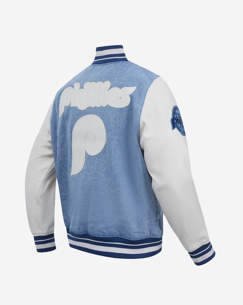PRO STANDARD Philadelphia Phillies Varsity Blues Denim Varsity Jacket  LPH639102-DLN Blue 3