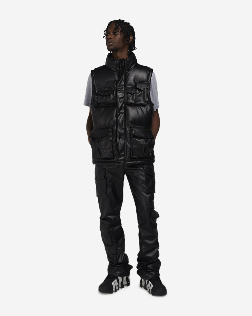 Shop Smoke Rise Vegan Leather Puffer Vest WV24684SNZ-BLK Shop Smoke Rise Vegan Leather Puffer Vest WV24684SNZ-BLK