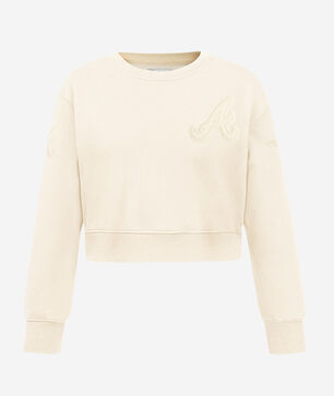 Big Girls' Atlanta Braves Neutral Fleece Crewneck