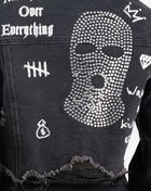 Trio Urban Ski Mask Rhinestone Denim Jacket W16-BLK Black 4