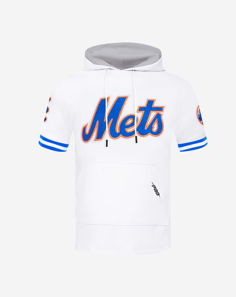 PRO STANDARD New York Mets Classic Chenille Double Knit Short Sleeve Pull Over Hoodie LNM135080-WTB White 1