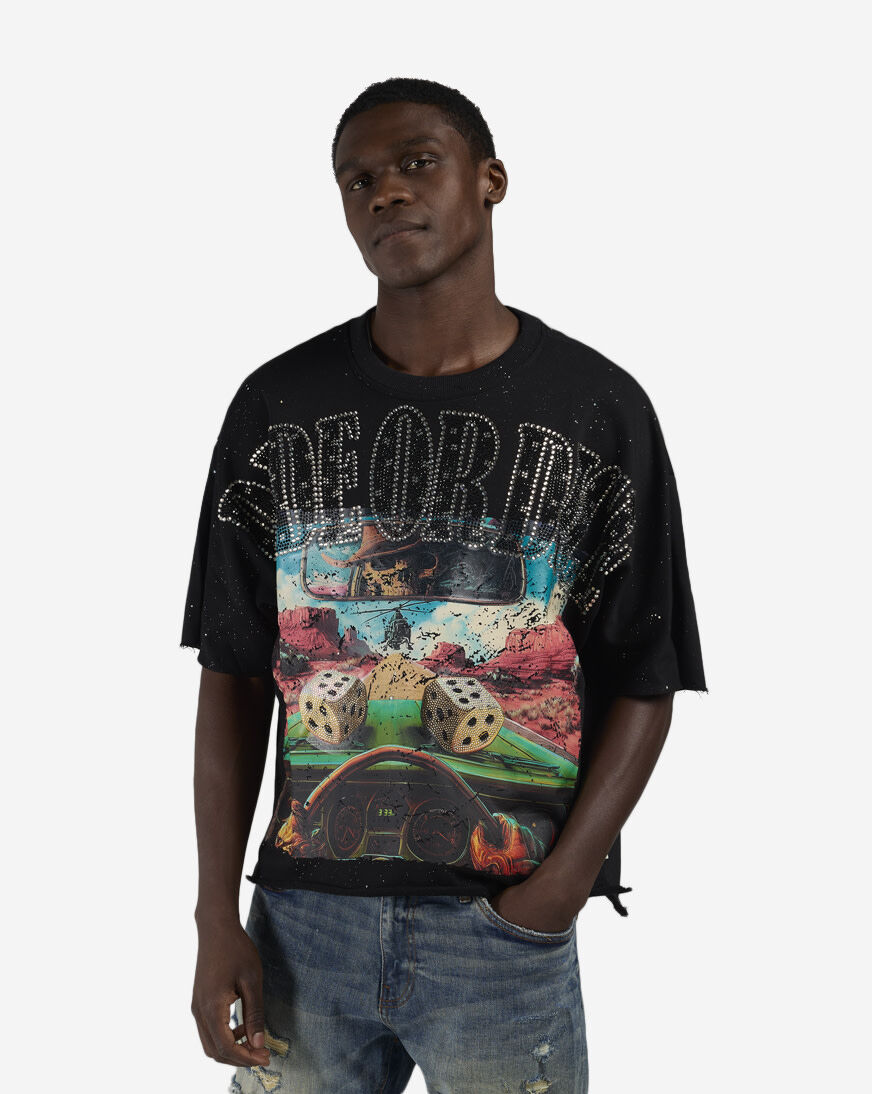 Shop BKYS Apparel Ride Or Dice Cropped Tee T1428SP-BLK black