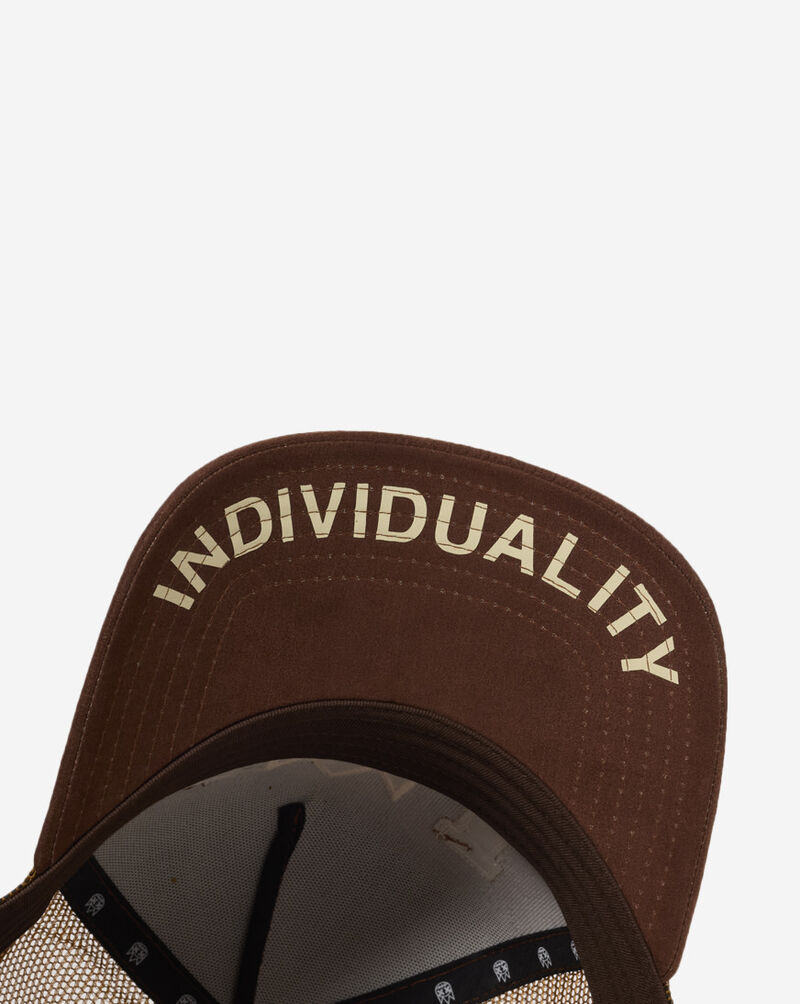 Cult of Individuality Logo Mesh Back Cult Chenille Suede Trucker Hat 625BC-CH105A Brown 4