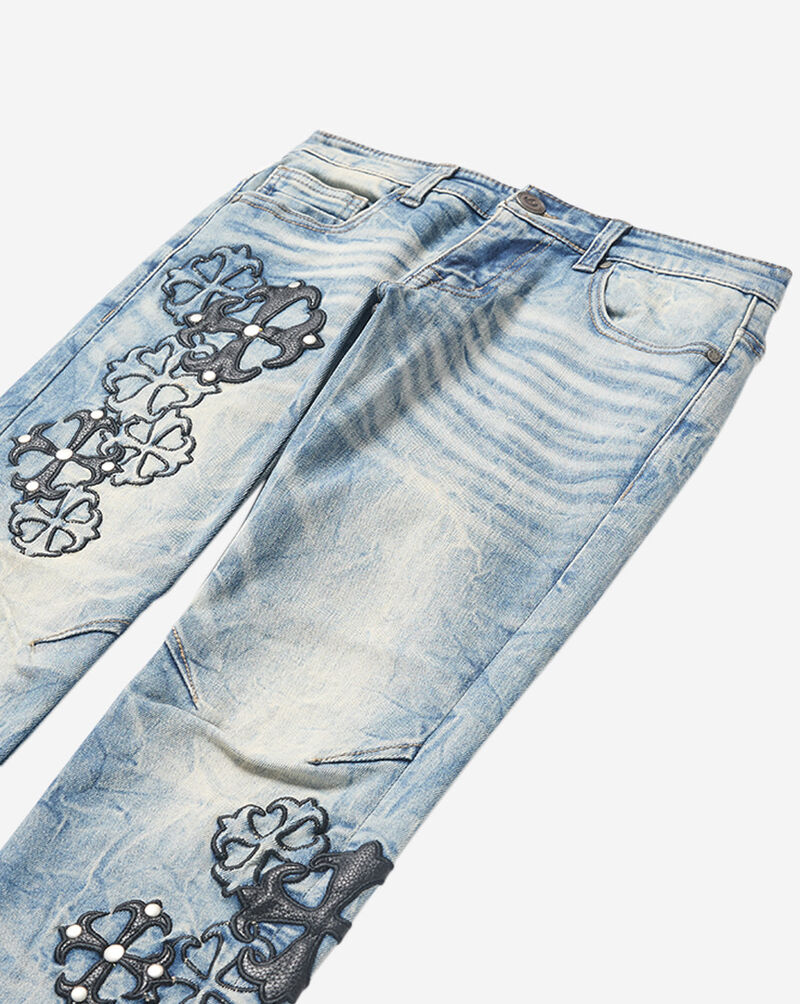 Smoke Rise Kids' Cross Patches Slim Fit Denim BJP26F547SN Blue 2