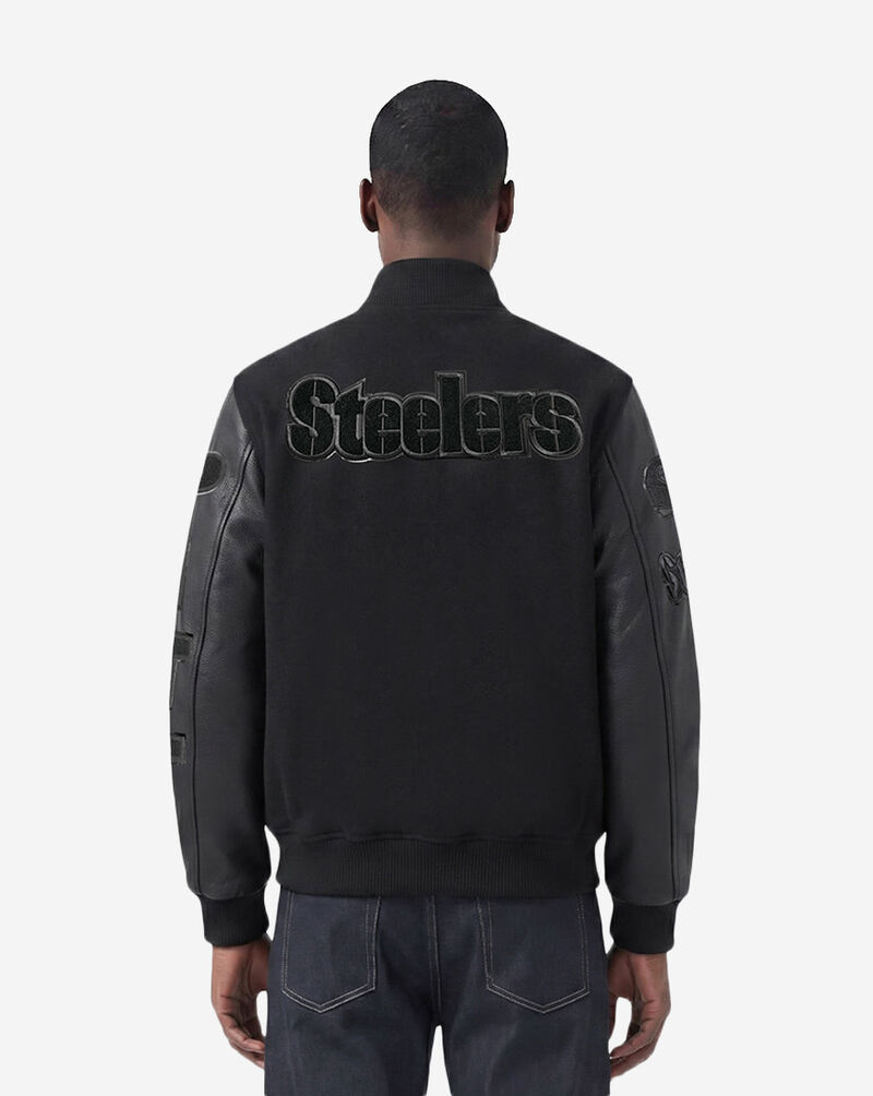 PRO STANDARD Pittsburgh Steelers Triple Black Wool Varsity Jacket FPS6410189-3BK Black 3