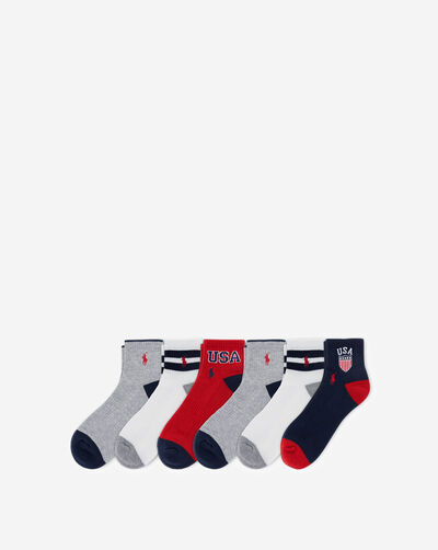 USA 6Pk Quarter Socks (L)