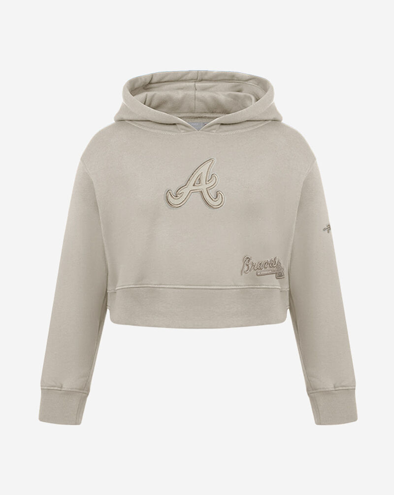PRO STANDARD Big Girls' Atlanta Braves Neutral Fleece Pull Over Hoodie LABBC314992-TAU Beige 1