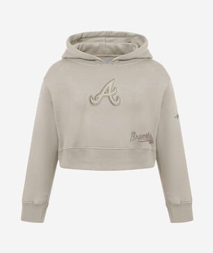 Big Girls' Atlanta Braves Neutral Fleece Pull Over Hoodie