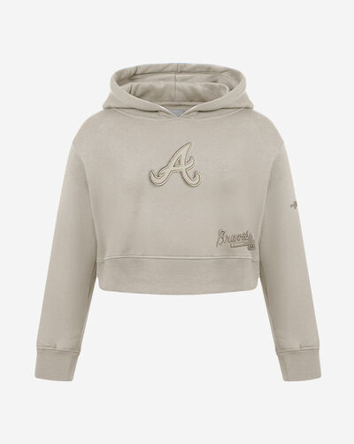 Big Girls' Atlanta Braves Neutral Fleece Pull Over Hoodie