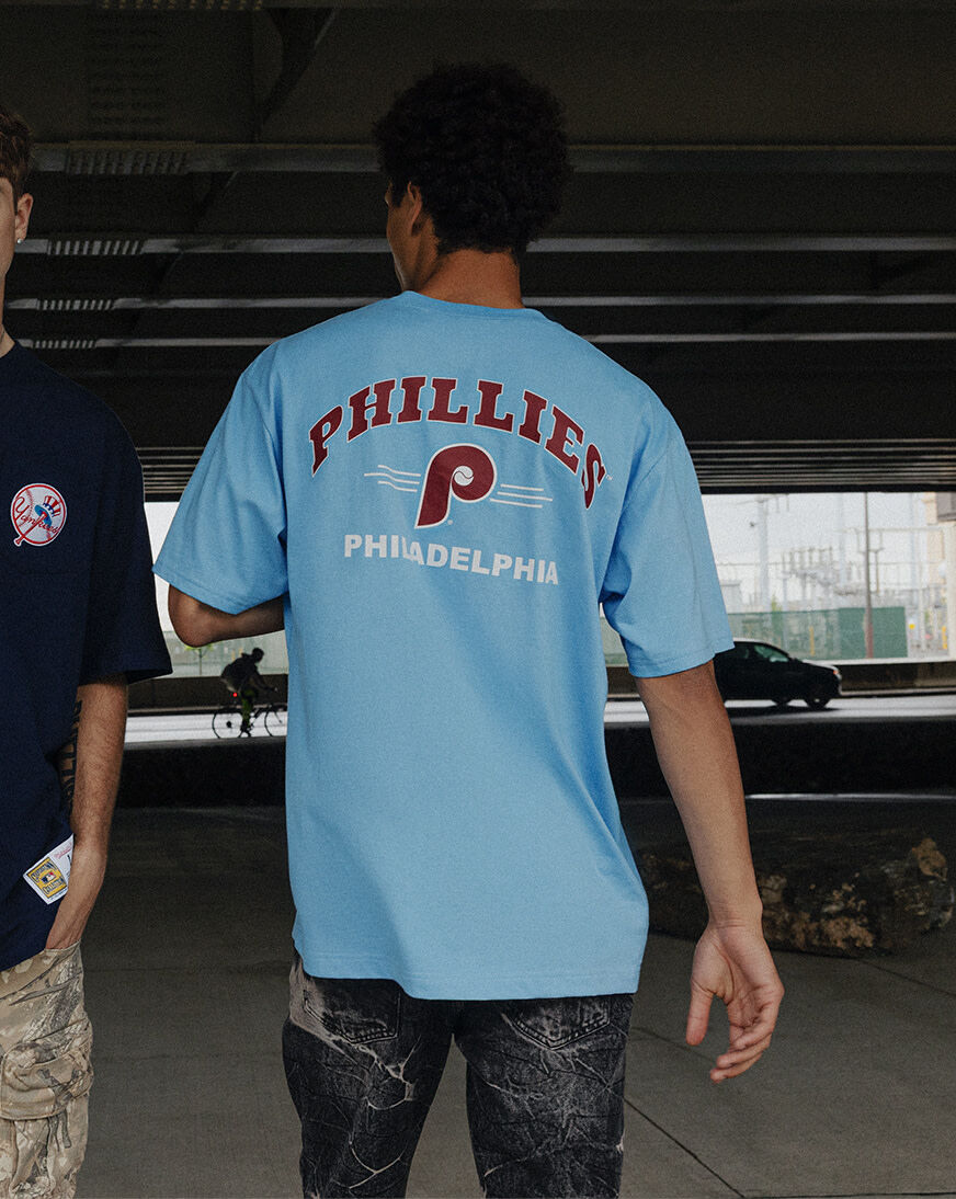 Shop Mitchell Ness Phillies Pocket Tee FC9252-PPHLTBL blue