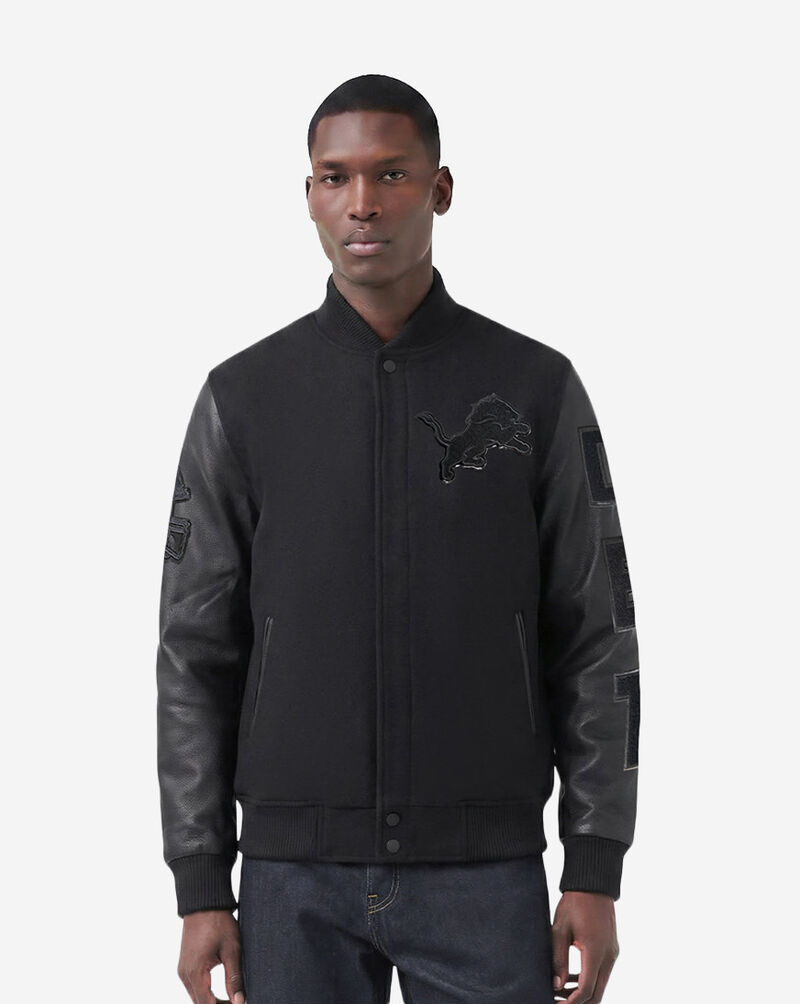 PRO STANDARD Detroit Lions Triple Black Wool Varsity Jacket FDL6410284-3BK Black 1