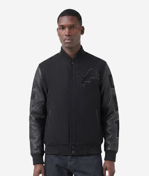 Detroit Lions Triple Black Wool Varsity Jacket