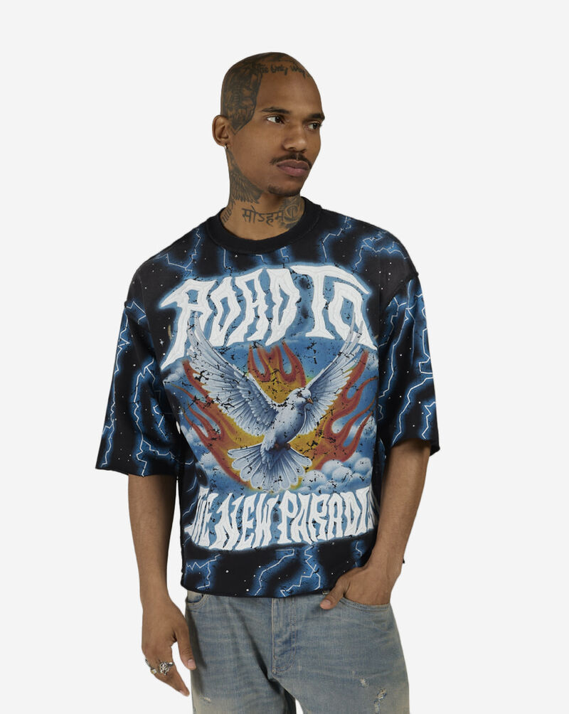 First Row Road to the New Paradigm Mini Terry Cropped Tee FRM1048S-BLK Black 1