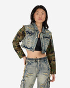 Cropped Denim Camo Sleeve Jacket