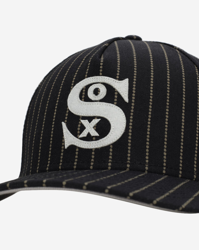 New Era 9Forty Chicago White Sox A-Frame Dotted Pinstripe Energy Snapback Hat  60745185 Black 2